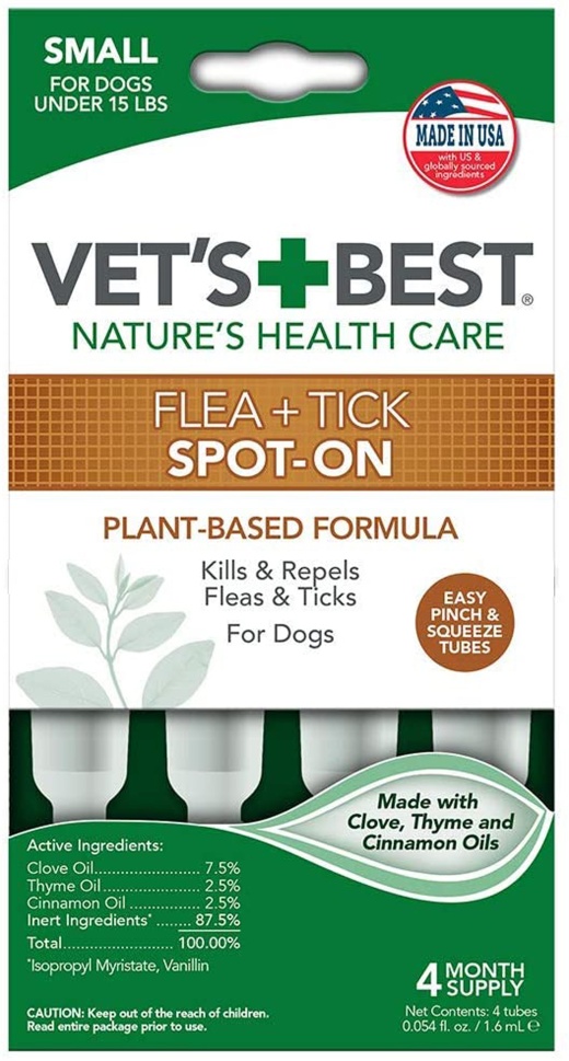 Vet's Best Flea and Tick Spot-On for Dogs - Monthly Protection