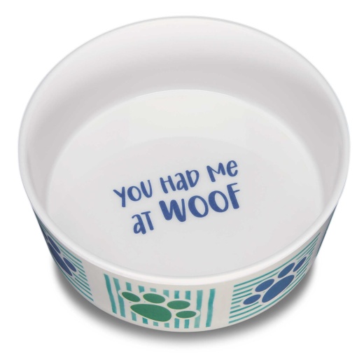 Loving Pets Dolce Moderna Bowl Had Me At Woof 1Ea/Lg - Durable and Stylish Dog Bowl for a Modern Dining Experience