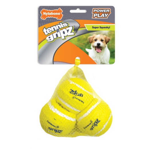Nylabone Power Play Dog Tennis Ball Gripz - Ideal Fetch Toy for Small Dogs