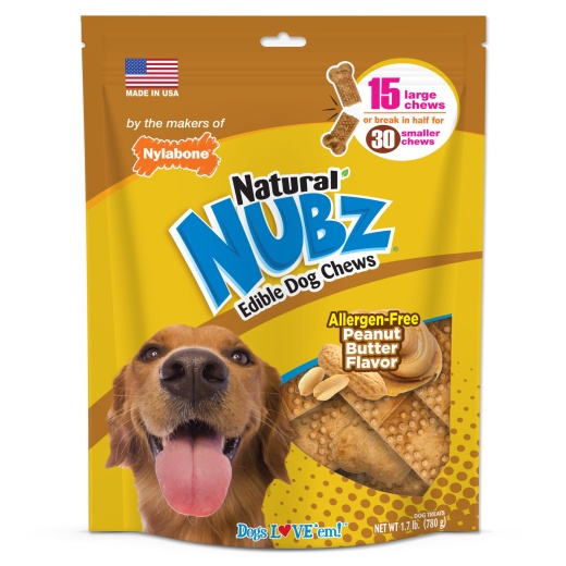 Nylabone Natural Nubz Dog Treats - Allergen-Free Peanut Butter Flavor