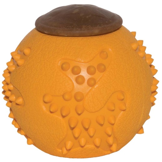 Starmark Rubbertuff Dog Treat Ball Orange 1Ea/Sm