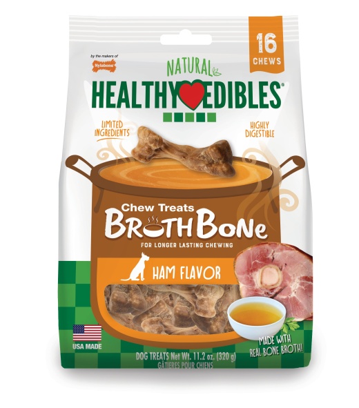 Nylabone Healthy Edibles Broth Bone Natural Dog Treats - 16 Count