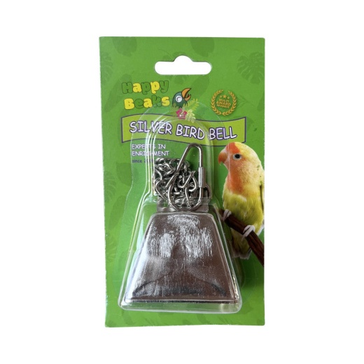 A & E Cages Happy Beaks Silver Bird Bell On Chain Bird Toy 1Ea/Lg