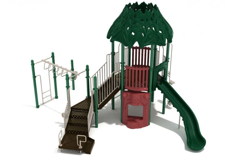 Hippo Harbor Playground Structure with Games, Climber and Slides