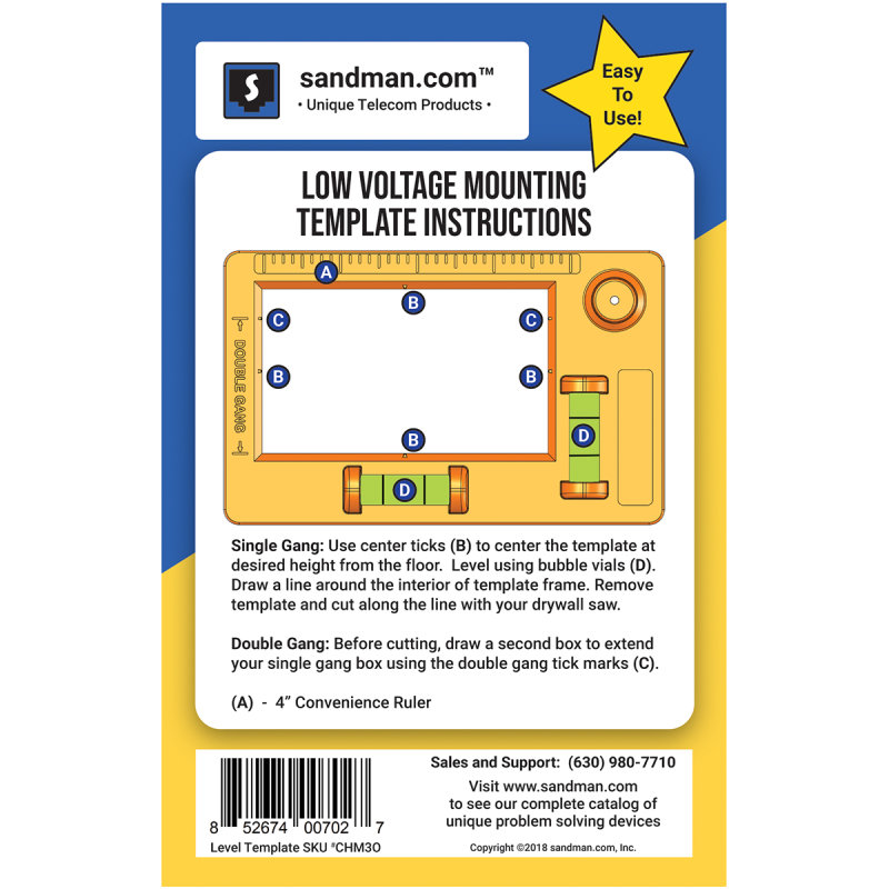 Low Voltage Mounting Template With Levels Tape Measure