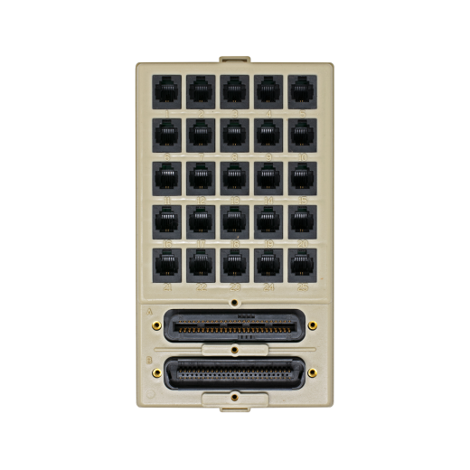 25 Port 1 Pair RJ-11 Jack Panel with Male and Female Amp Connectors