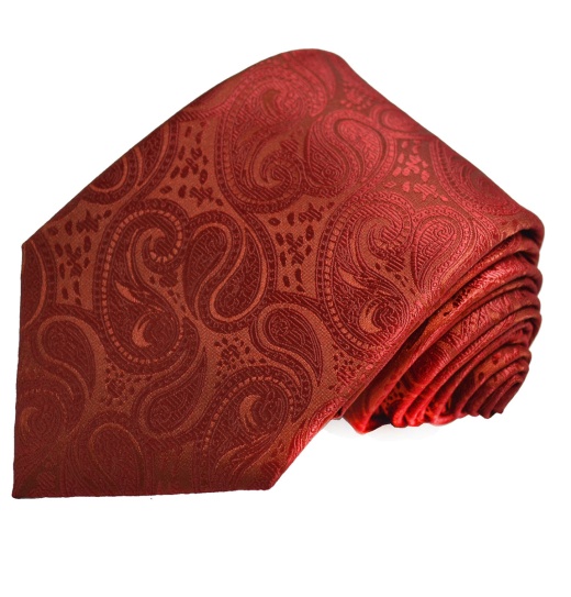 Classic True Red Paisley Necktie by Vittorio Farina
