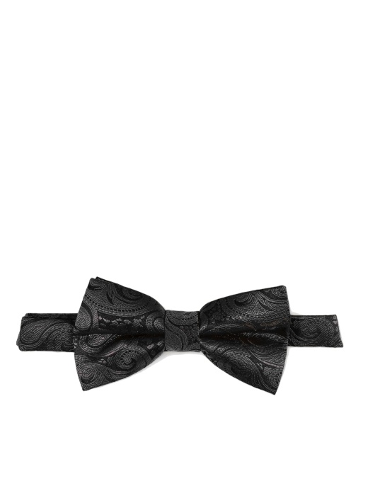 Classic Black Paisley Bow Tie - Pre-Tied and Adjustable by Vittorio Farina