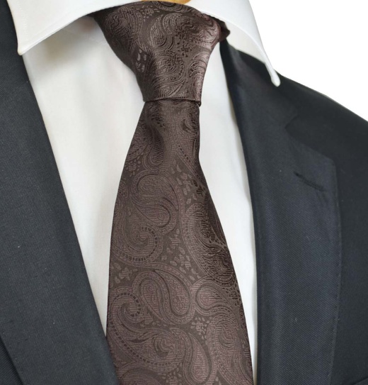 Classic Formal Toffee Brown Paisley Necktie - Regular Tie (58In. X 3.5In.)