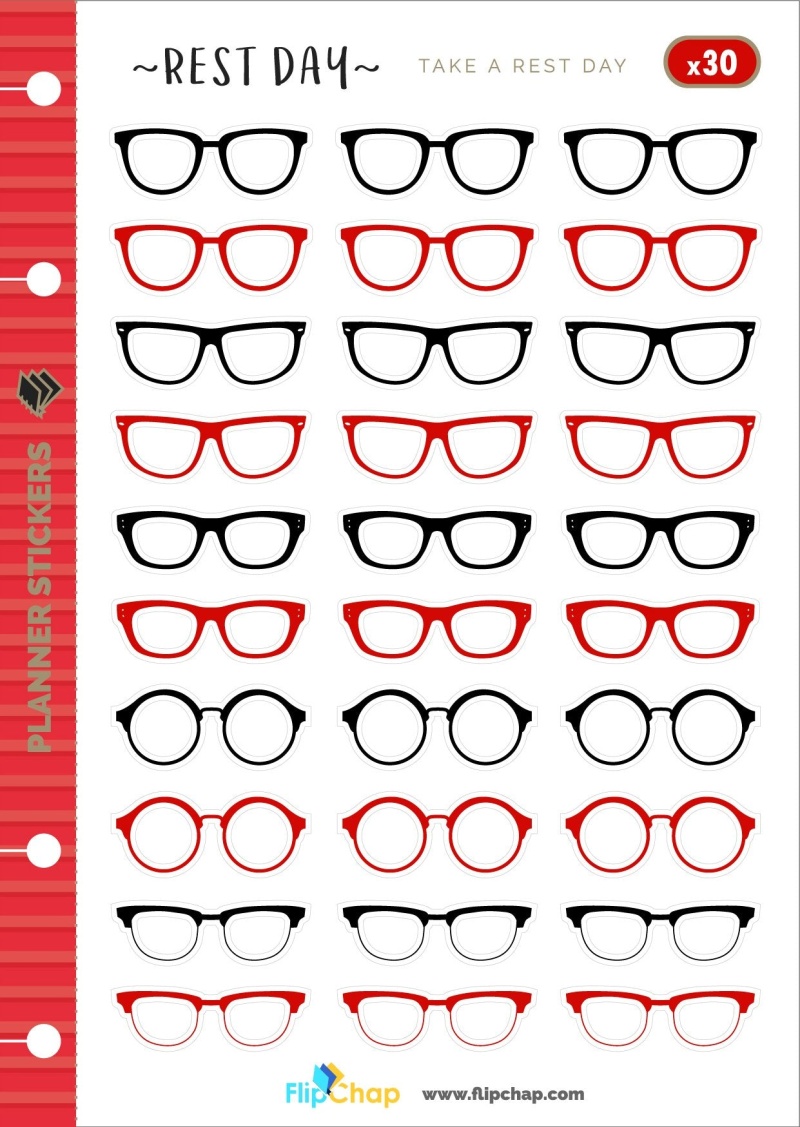 Black And Red Glasses Stickers
