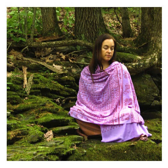 Meditation Yoga Prayer Shawl - Maha Mantra - Purple Large
