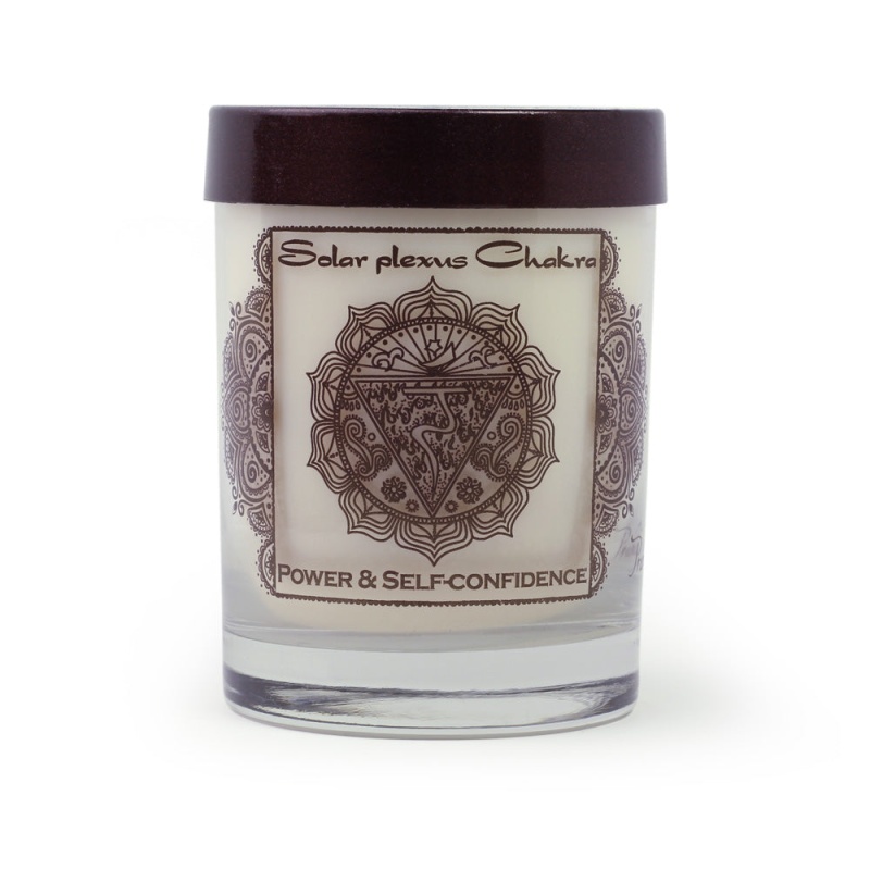 Solar Plexus Chakra Manipura | Soy Candle For Chakra Meditation Scented With Essential Oils | Lavender Blossom | Power And Self-Confidence - 10.5Oz