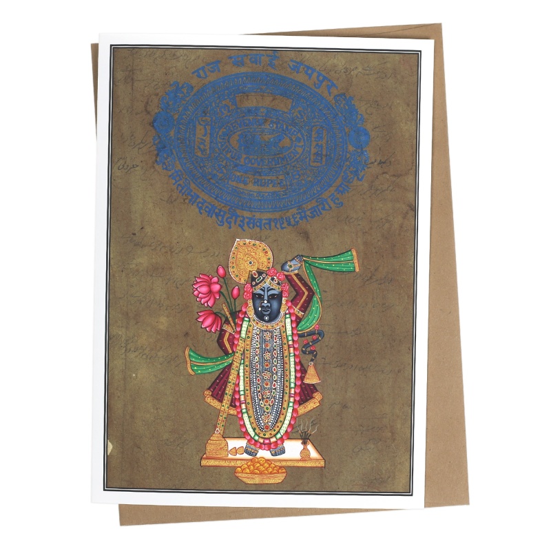 Greeting Card - Rajasthani Miniature Painting - Shrinathji - 5"X7"
