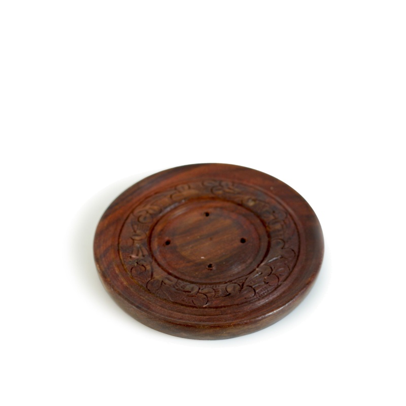 Incense Burner - Wooden Round Plate - 4 Inches