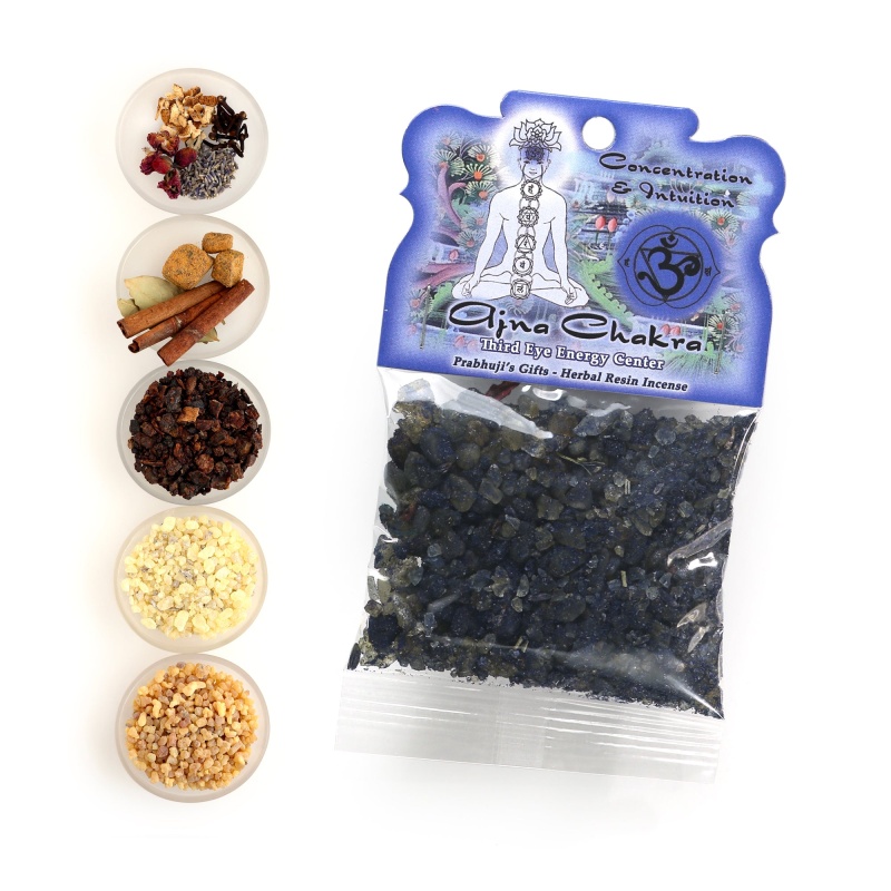 Resin Incense Third Eye Chakra Ajna - Concentration And Intuition - 1.2Oz Bag