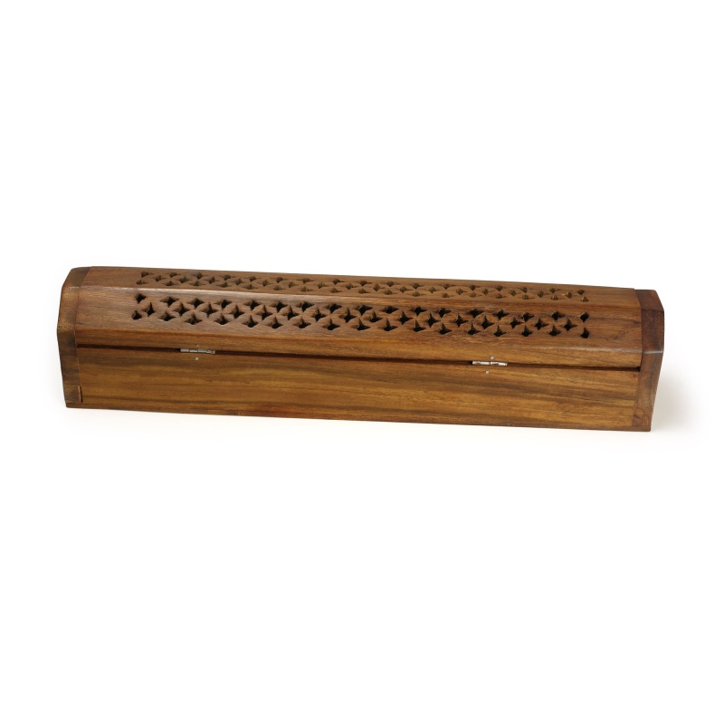 Incense Burner - Wooden Box With Storage - Decorative Jali Cover