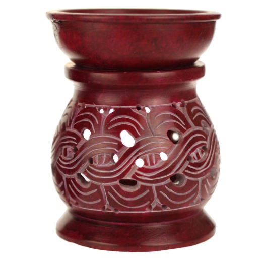 Red Soapstone Oil Burner Carved Diffuser
