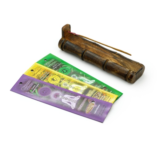 Incense Gift Set - Bamboo Burner + 3 Chakra Incense Sticks Packs & Love Greeting - Lost In Love