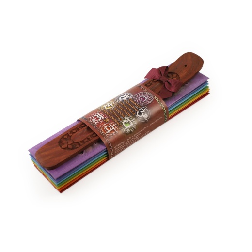 7 Chakras Incense Gift Set - Flat Burner + 7 Chakras Incense Sticks