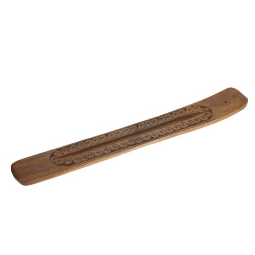 Incense Burner - Wooden Flat Carved Feather