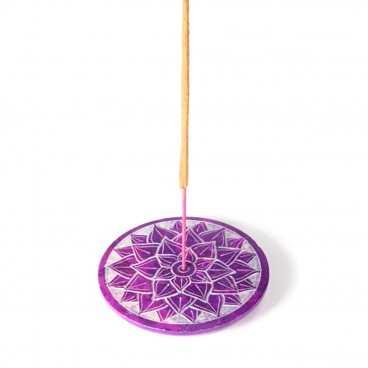 Soapstone Plate Crown Chakra Sahasrara Incense Burner - 3" from Prabhuji's Gifts