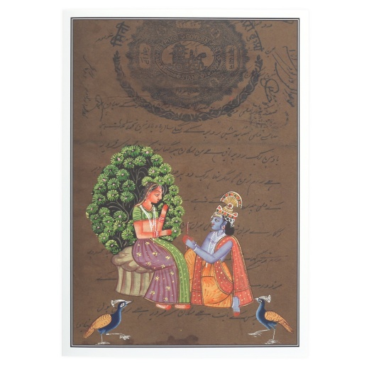 Radha Govinda With Peacocks Greeting Card - Rajasthani Miniature Painting