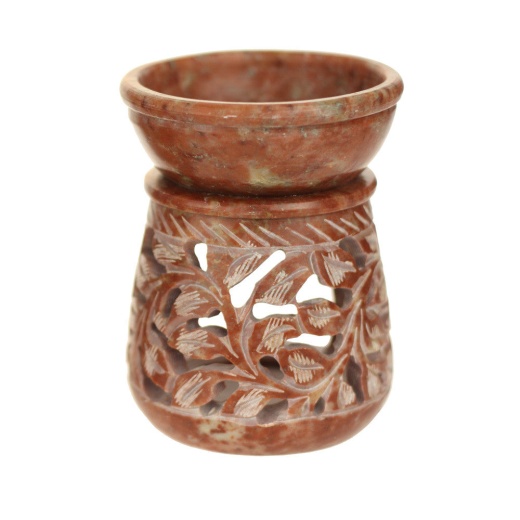 Natural Soapstone Oil Burner Round Leaves Diffuser