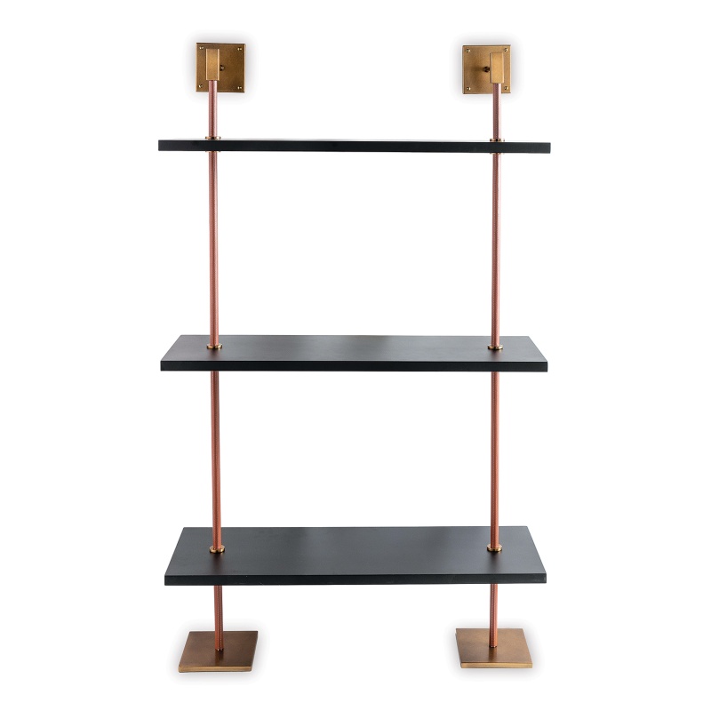 Port 68 Arnold 3-Tier Black/Aged Brass Shelf, 36" Wide