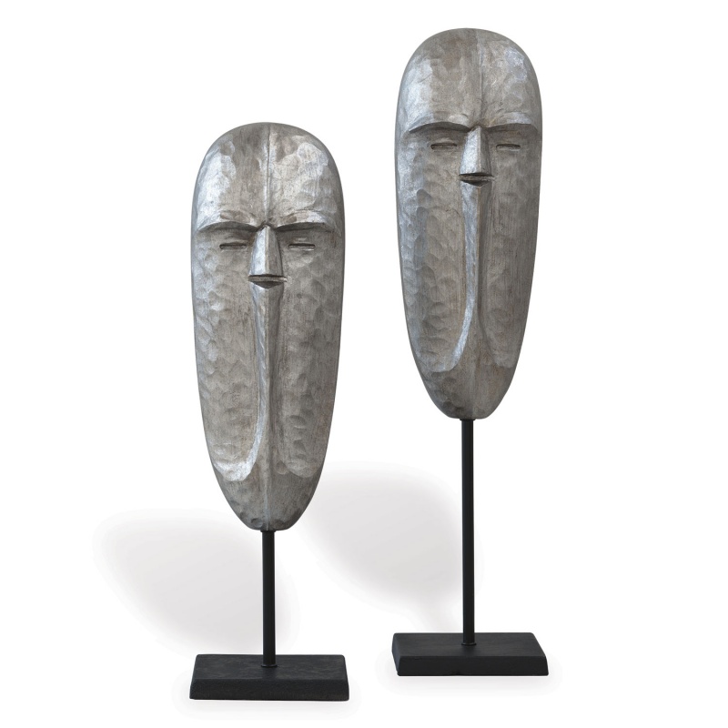 Tribal Mask Silver (Set Of 2)