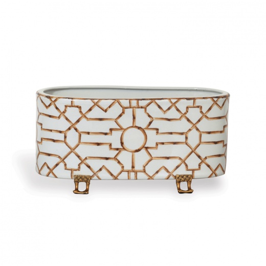 Baldwin White Oval Planter