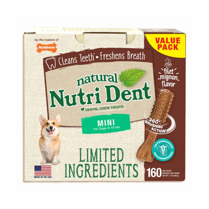 Nutri Dent Limited Ingredient Dental Chews Filet Mignon Mini 160 Count
