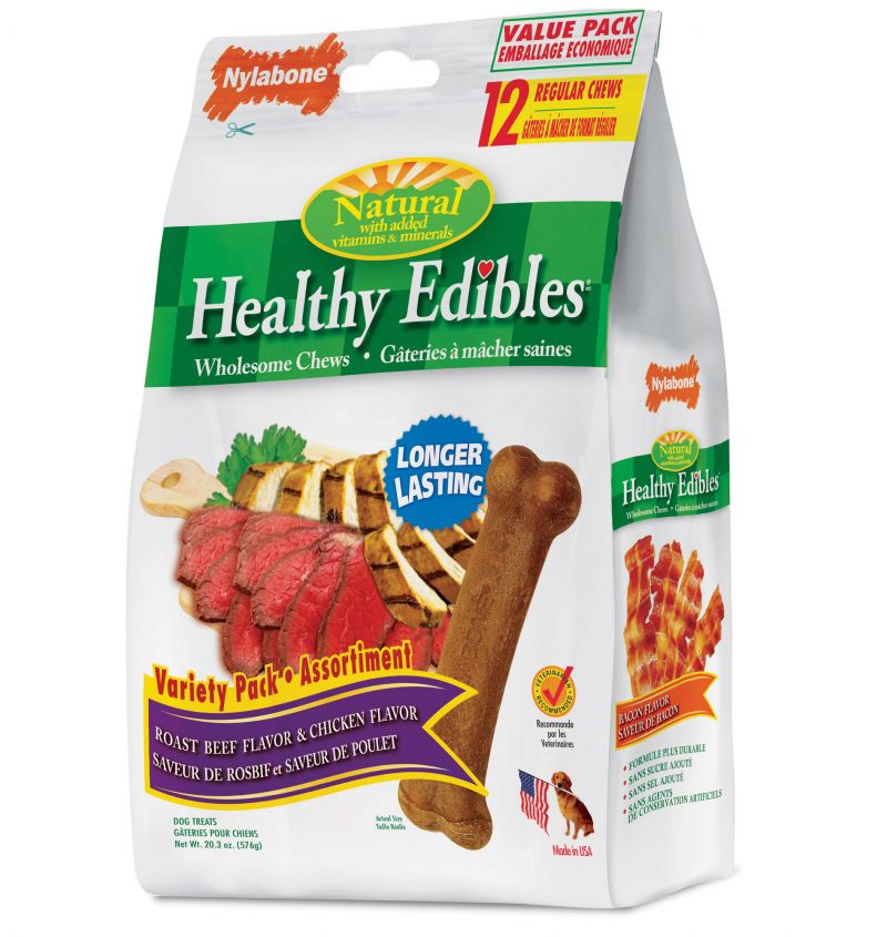 Healthy Edibles Longer Lasting Roast Beef And Chicken Treats Regular 12 Count
