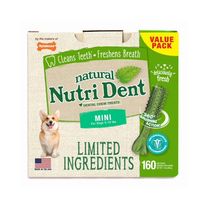 Nutri Dent Limited Ingredient Dental Chews Fresh Breath Mini 160 Count