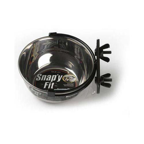 Stainless Steel Snap'y Fit Water and Feed Bowl 10 Oz