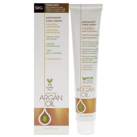 Argan Oil Permanent Color Cream - 5Rg Light Tangerine Brown - One N Only - 3 Oz Hair Color