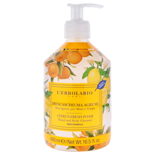 Citrus Fresh Foam Hand and Body Cleanser by Lerbolario - 16.5 Oz Unisex Cleanser