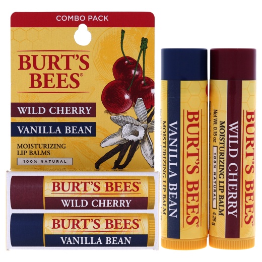 Burts Bees Wild Cherry And Vanilla Bean Moisturizing Lip Balm Twin Pack For Unisex