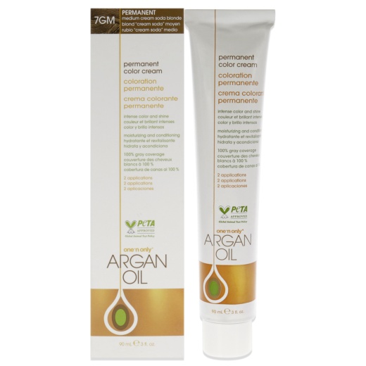 Argan Oil Permanent Color Cream - 7Gm Medium Cream Soda Blonde By One N Only - 3 Oz Hair Color