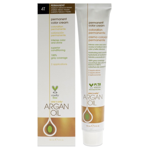 Argan Oil Permanent Color Cream - 4T Medium Tobacco Brown by One N Only