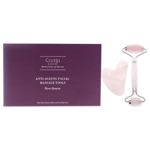 Cult51 Anti-Ageing Facial Massage Tools: Pure Rose Quartz Roller, Gua Sha Tool for Unisex