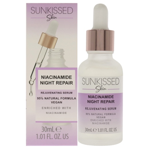 Niacinamide Night Repair Serum by Sunkissed - Unisex Face Serum 1.01 Oz