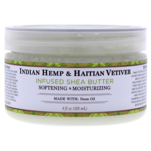 Indian Hemp and Haitian Vetiver Infused Shea Butter by Nubian Heritage - 4 Oz Unisex Moisturizer