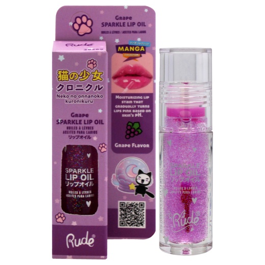 Manga Collection Sparkle Lip Oil - Grape by Rude Cosmetics