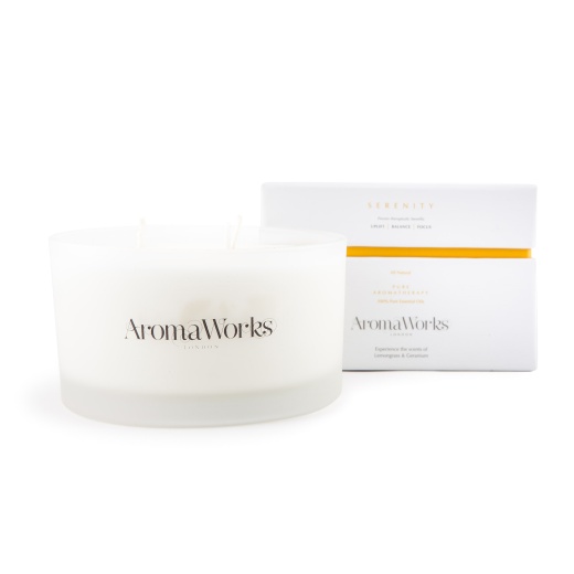 Serenity Candle 3 Wick Large by Aromaworks for Unisex - 14.1 Oz