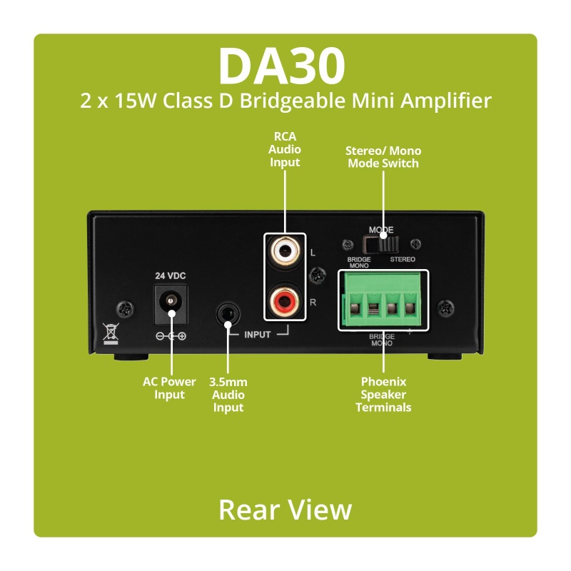 Dayton Audio Da30 2 X 15W Class D Bridgeable Mini Amplifier