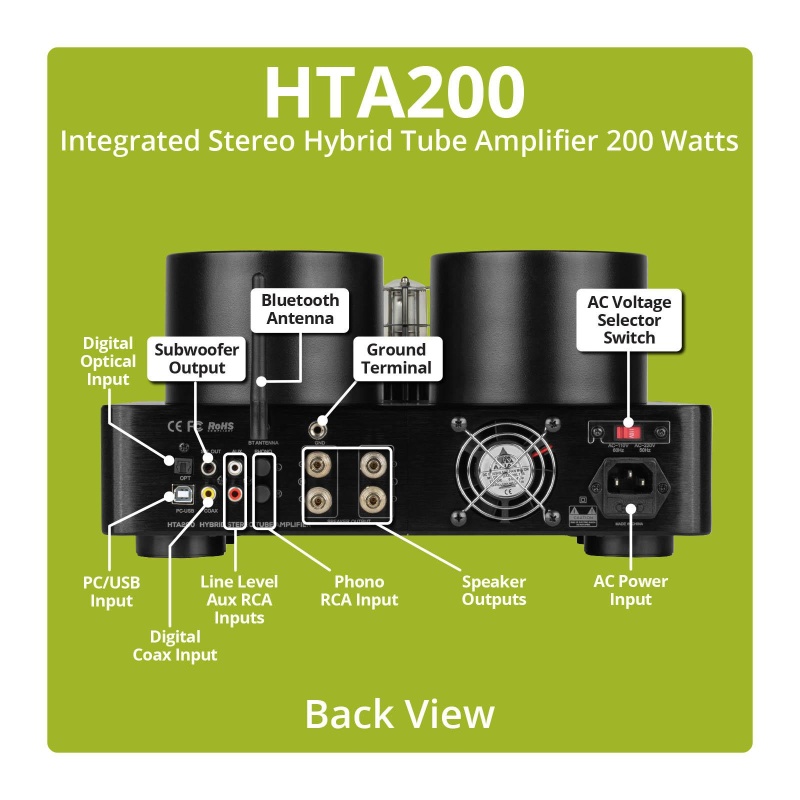 Dayton Audio Hta200 Integrated Stereo Hybrid Tube Amplifier 200 Watts