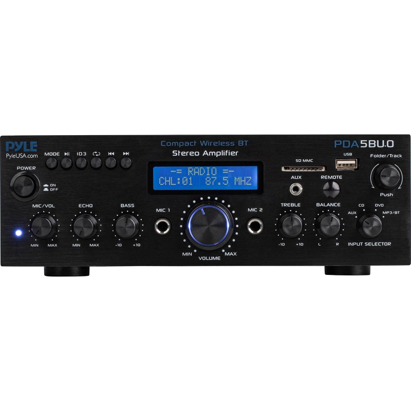 Pyle Pda5bu Bluetooth 200W Stereo Amplifier Receiver With Remote Am/Fm Mp3 Usb Aux