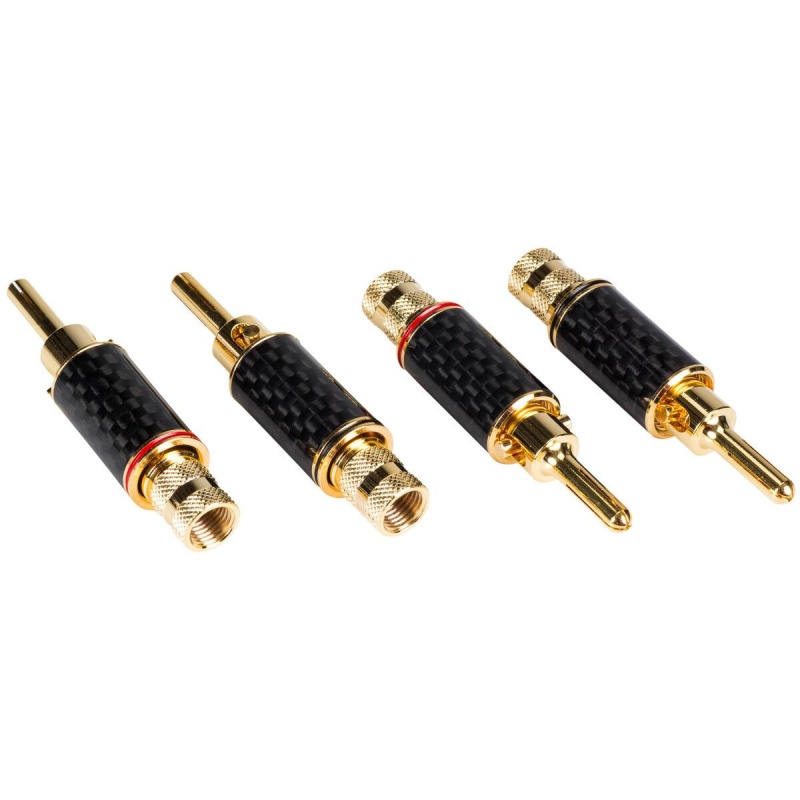 Carbon Fiber-Wrapped Gold-Plated Five-Way Binding Post Banana Jacks Two Pair