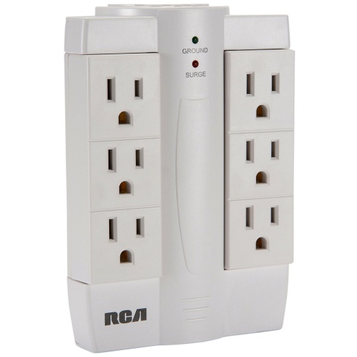 RCA PSWTS6 6-Outlet Wall Tap Surge Protector White