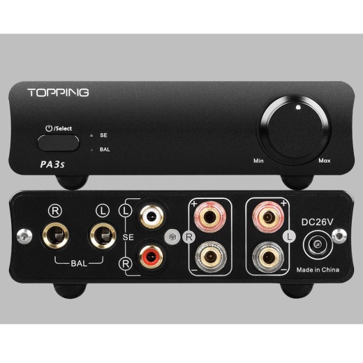 Topping Pa3s Compact Desktop Amplifier With Balanced And Unbalanced Inputs 2X80 Watt